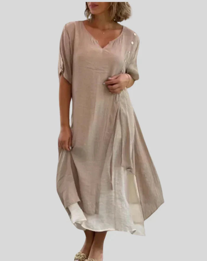 Vestido de verano para mujer con escote en V y botones | Ideal para primavera/verano