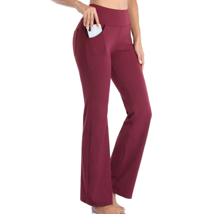 Women's Sporty High Waisted Flared Pants with Side Pockets | Great for All-Season Casual Days