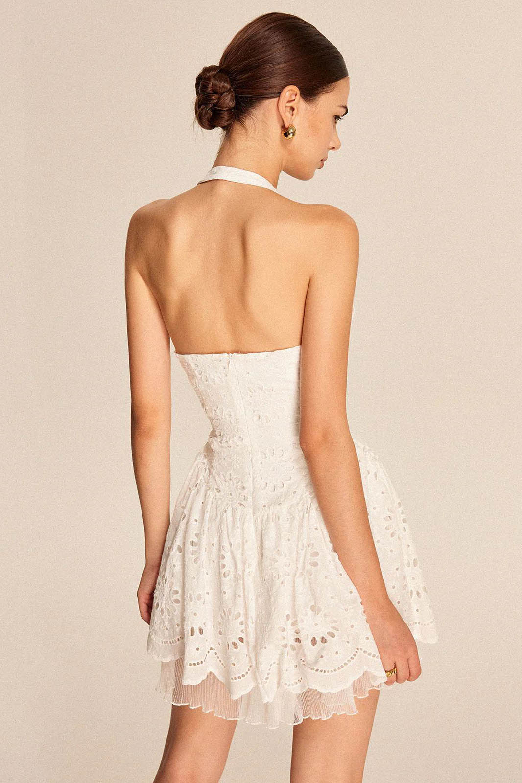 Minivestido sexy de encaje puro blanco