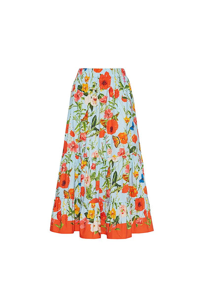 Traje de baño de una pieza bandeau con mangas abullonadas y estampado floral