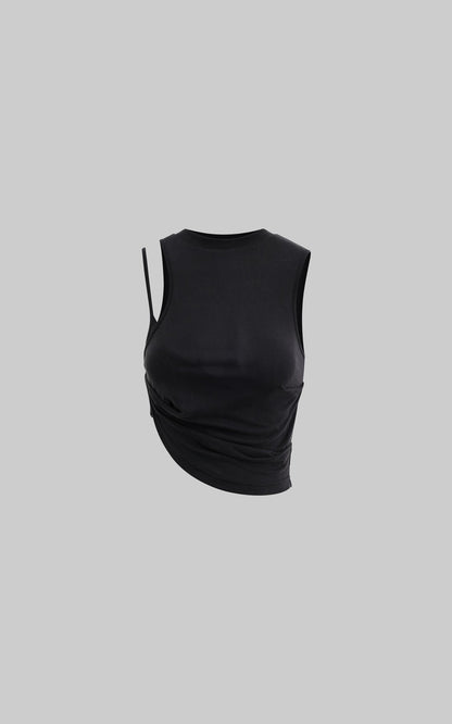 Asymmetrical Strap Cropped Tank Top