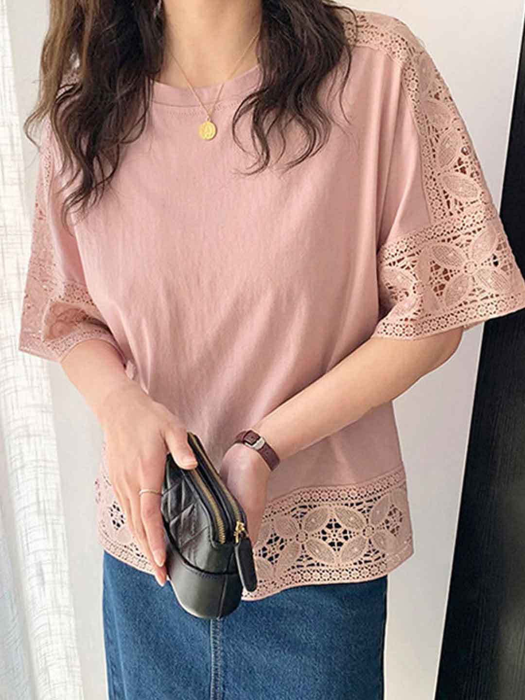 Kaitlyn Loose Crew Neck Solid Color Top