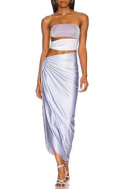 Conjunto de traje de baño con recortes de purpurina para resort