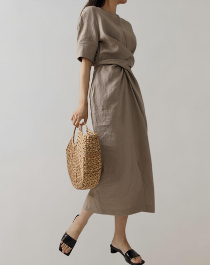 Vestido de mujer con cintura anudada y bolsillos | Ideal para primavera/verano