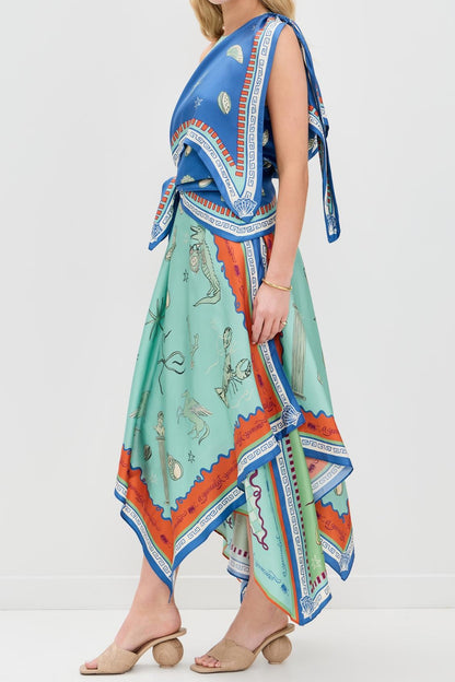 Surrealist Summer Scarf Midi Dress