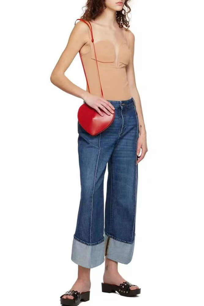 Bolsa para teléfono con forma de corazón, estilo coreano y japonés