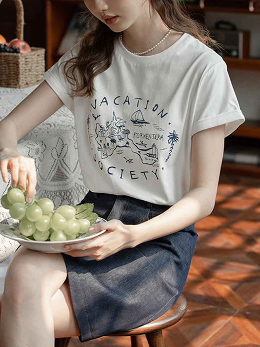 Vanessa Loose Crew Neck Printed Top