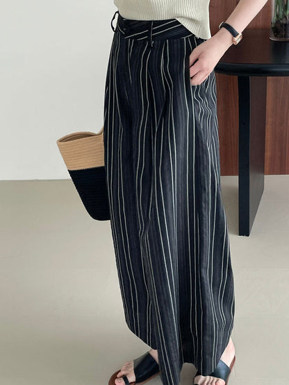 Evelyn Casual Striped Wide Pants