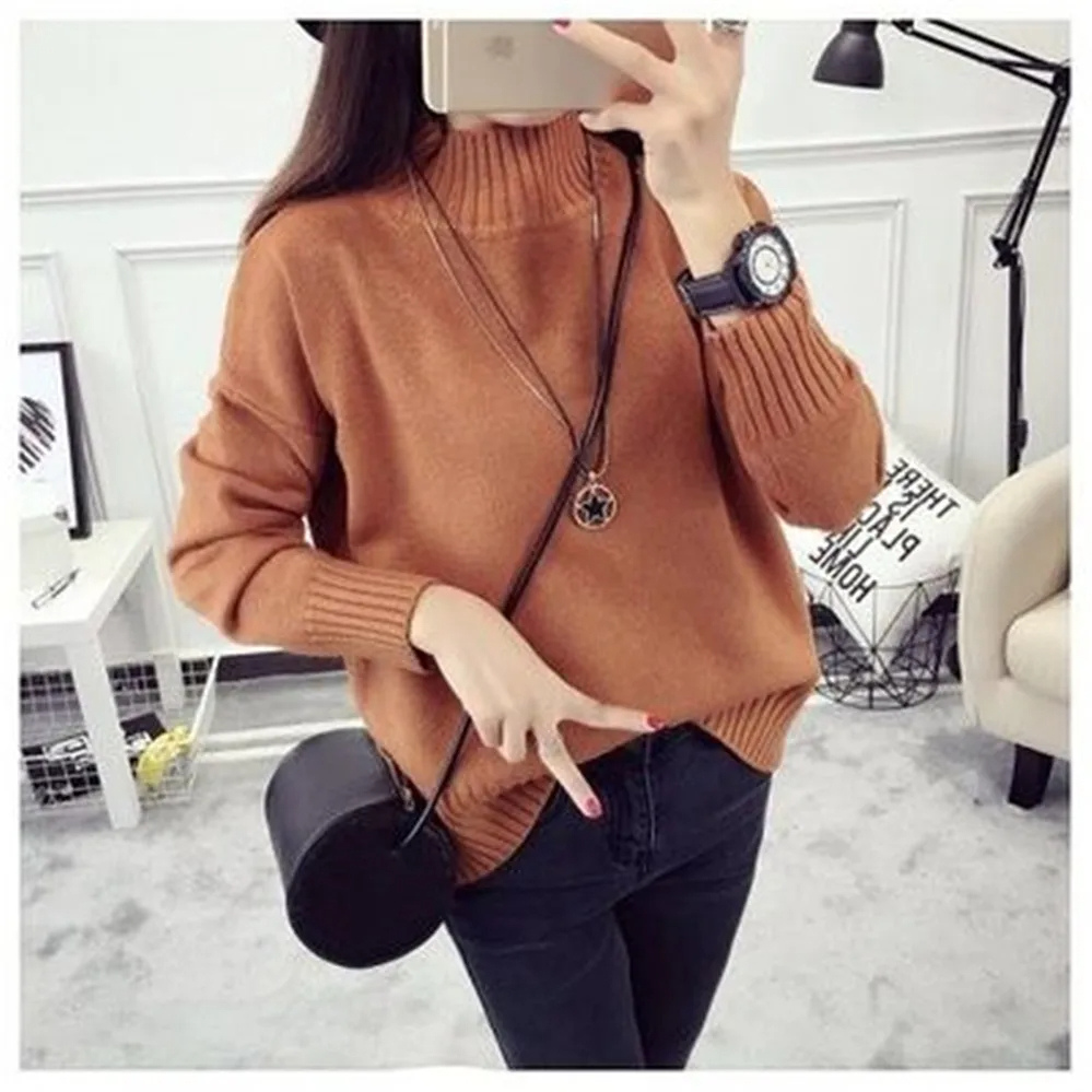 Jersey de cuello alto para mujer con mangas acanaladas | Ideal para otoño/invierno