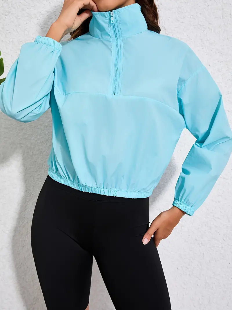 Chaqueta cortavientos informal azul con cremallera | Ideal para actividades al aire libre