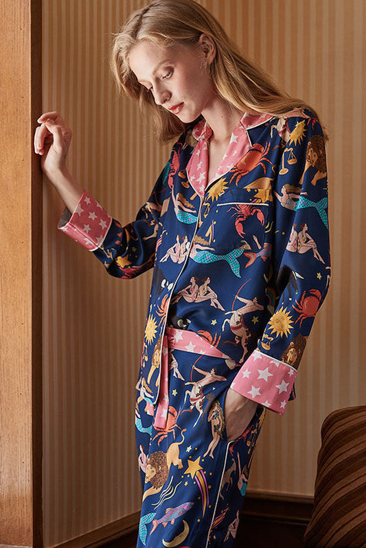 Conjunto de pijama de manga larga Blue Constellation