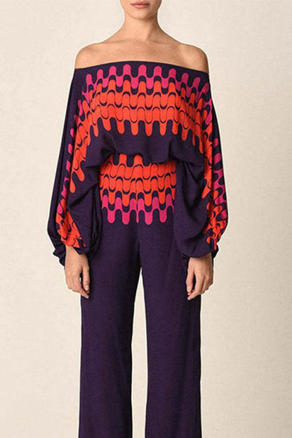 Conjunto de dos piezas con ondas abstractas - Morado