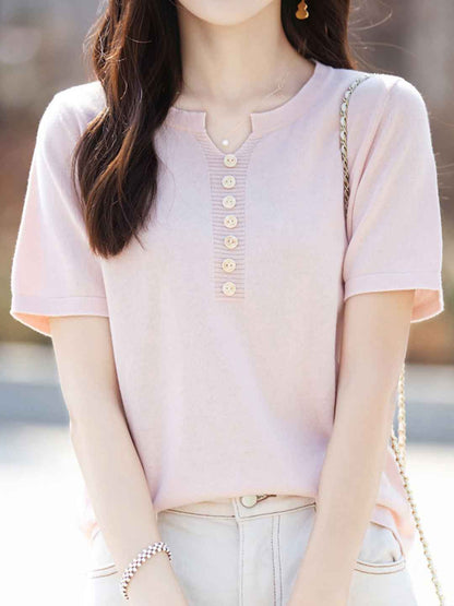 Julia Crew Neck Solid Color Knitted Top-Yellow