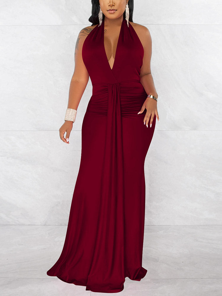 Halter Ruched Dress