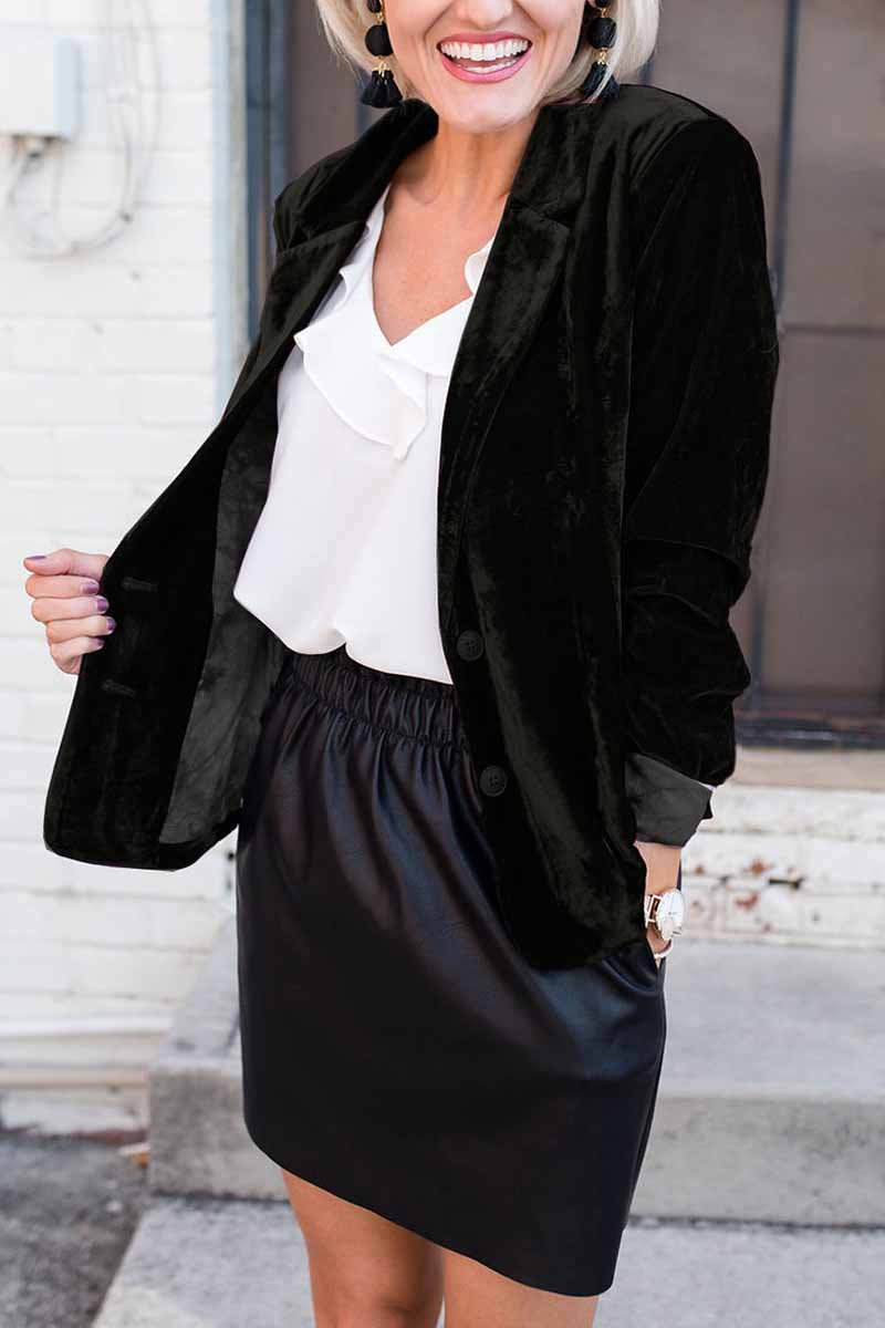 Solid Color Slim Long-Sleeved Suede Blazer Tops ( 3 Colors£©
