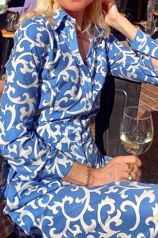 Mono midi con estampado de parra azul