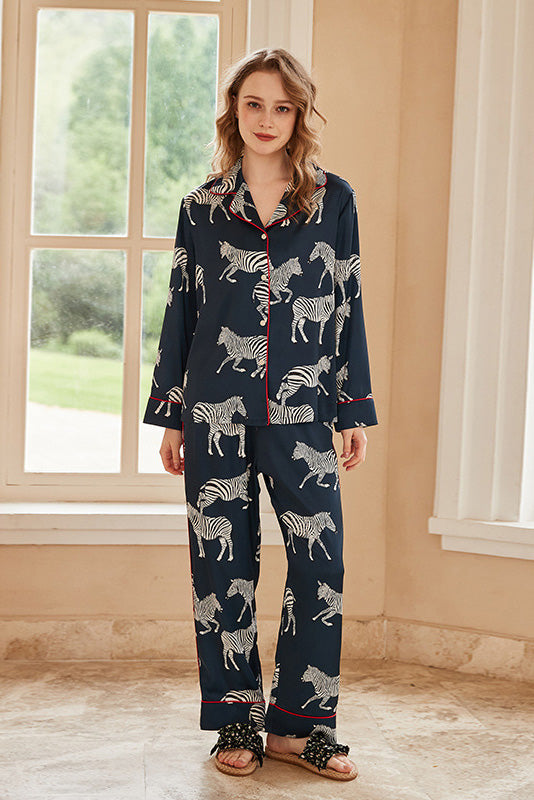 Conjunto de pijama con estampado de cebra azul