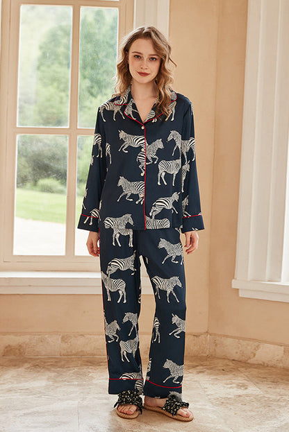 Conjunto de pijama con estampado de cebra azul