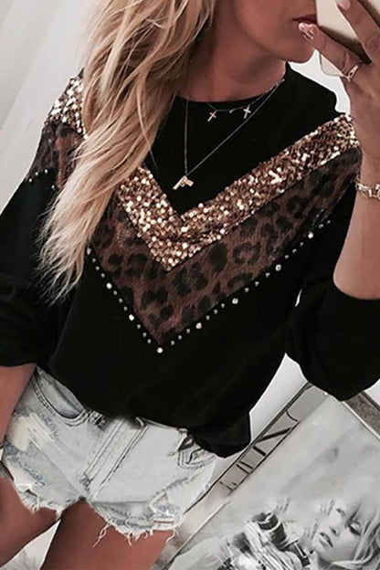 Leopard Stitching Sweatshirt