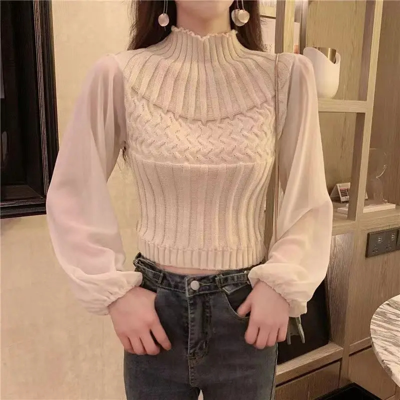 Chaleco de punto moderno para mujer con mangas transparentes | Ideal para otoño/invierno
