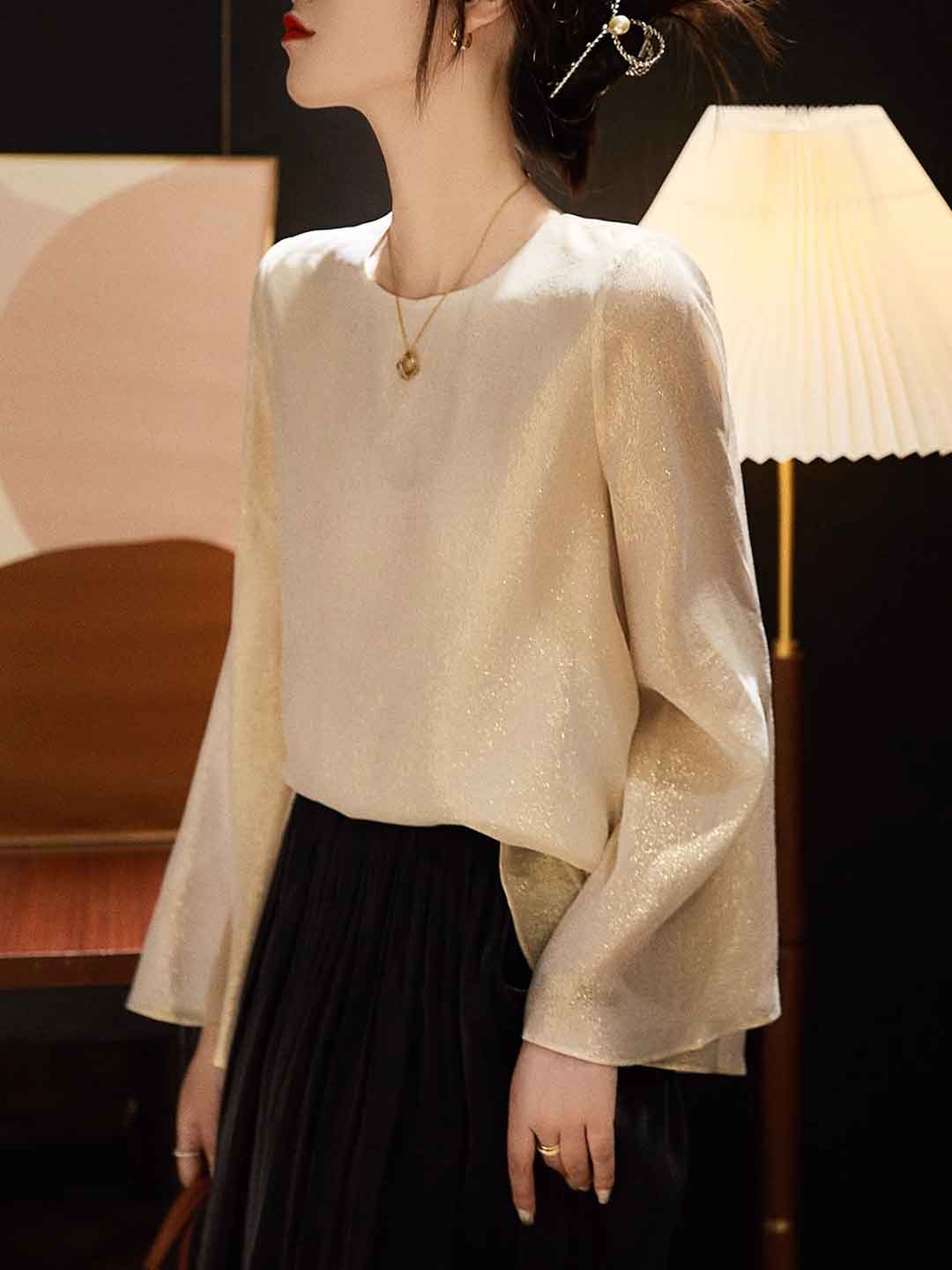 Kaylee Loose Crew Neck Flare Sleeve Top