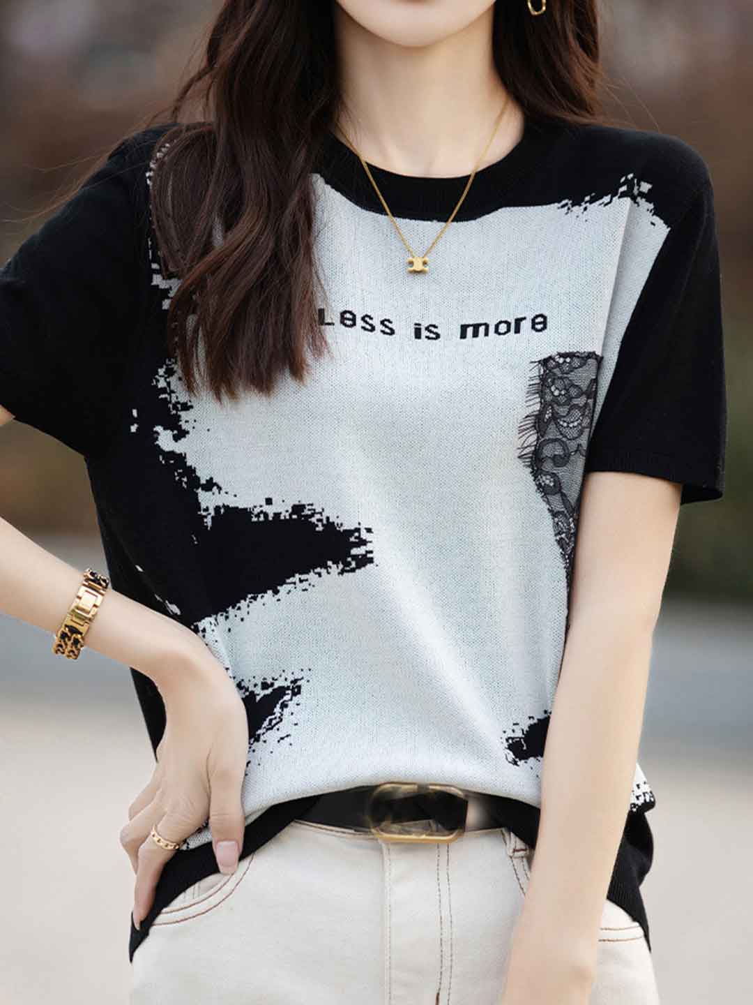 Peyton Loose Crew Neck Jacquard Top