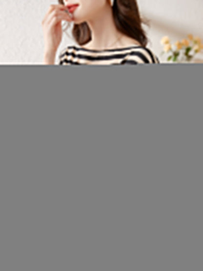 Jessica Classic One-shoulder Striped Chiffon Blouse