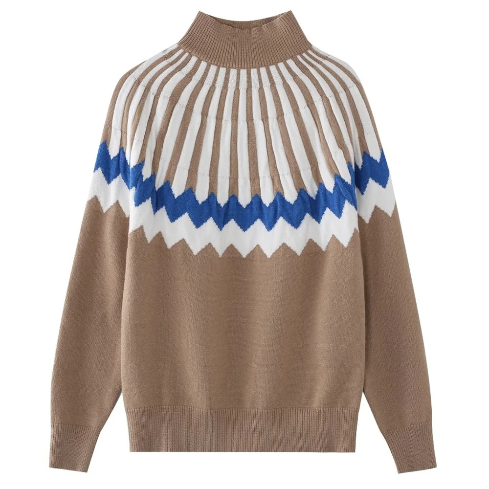 Elegante jersey de punto para mujer con estampado geométrico | Ideal para otoño/invierno