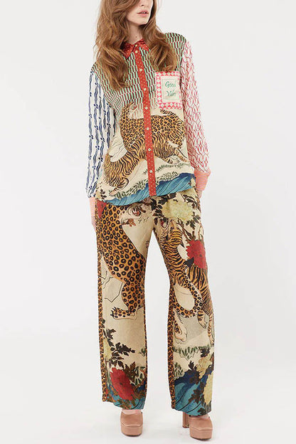 Conjunto casual con estampado de leopardo