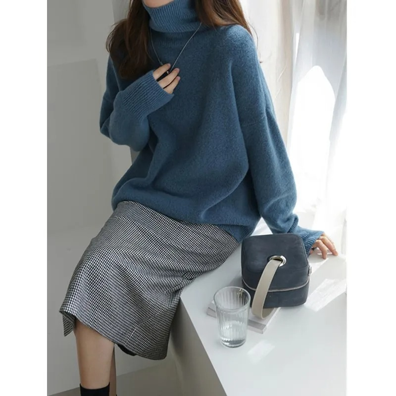Jersey de punto oversize con cuello alto para mujer | Ideal para otoño/invierno