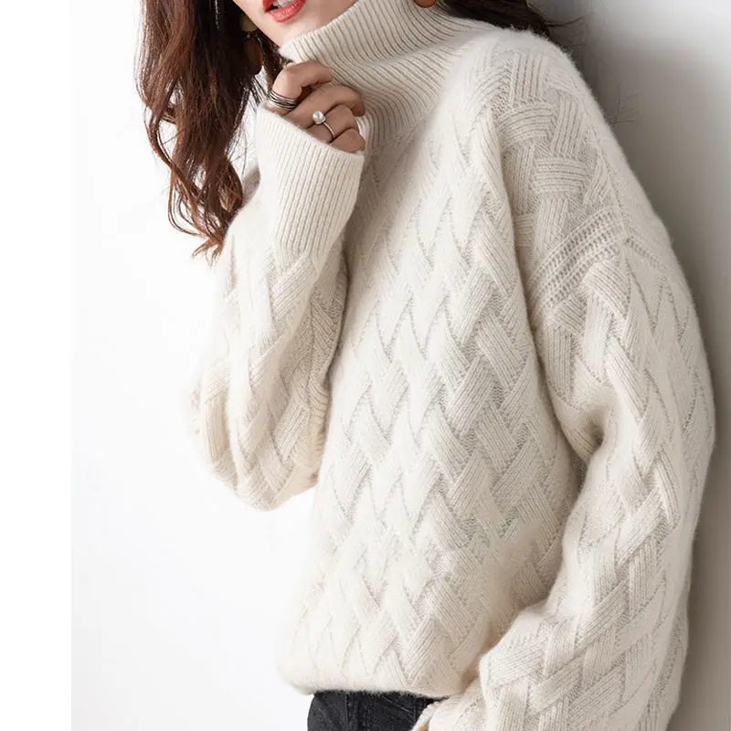 Jersey de punto grueso y moderno para mujer con estampado en zigzag | Ideal para otoño/invierno