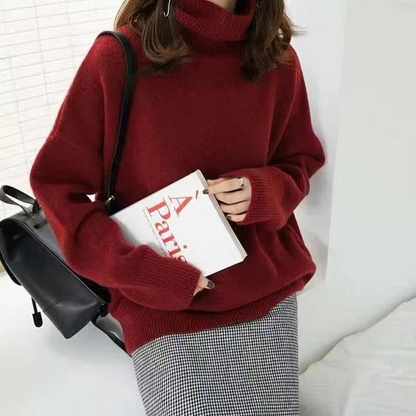 Jersey de punto de cuello alto de corte holgado para mujer | Ideal para otoño/invierno