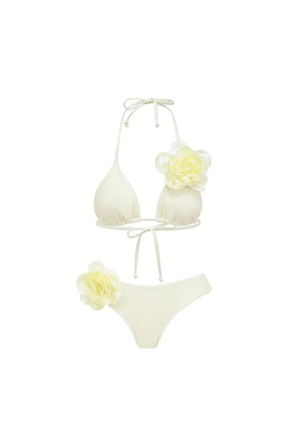 Conjunto de bikini sexy con estampado floral 3D y cuello halter