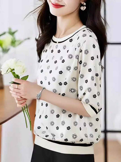 Zoe Classic Crew Neck Printed Top