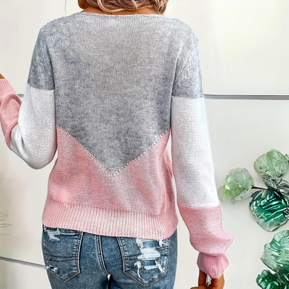 Jersey de punto con diseño de malla y bloques de color para mujer | Ideal para otoño/invierno