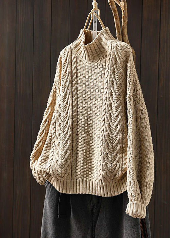 Jersey holgado de punto trenzado con cuello alto para mujer | Ideal para otoño/invierno
