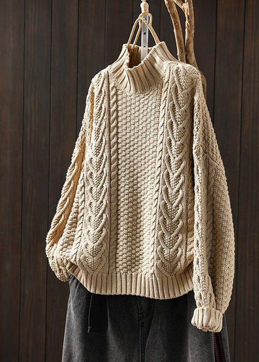 Jersey holgado de punto trenzado con cuello alto para mujer | Ideal para otoño/invierno