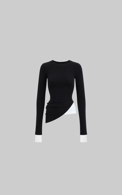 Black Two-Layered Long Sleeve Top