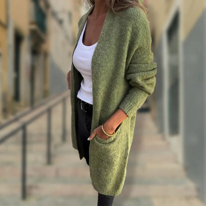 Cárdigan de punto abierto para mujer con bolsillo | Ideal para otoño/invierno