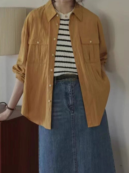 Isabella Vintage Lapel Pleated Shirt