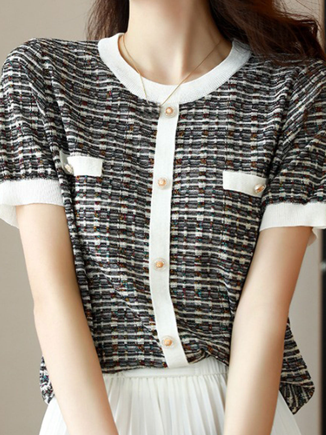 Morgan Loose Crew Neck Striped Knitted Top