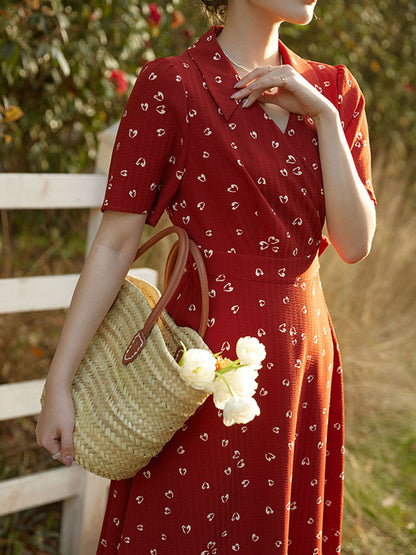 Layla Retro Printed Floral Tie Dress