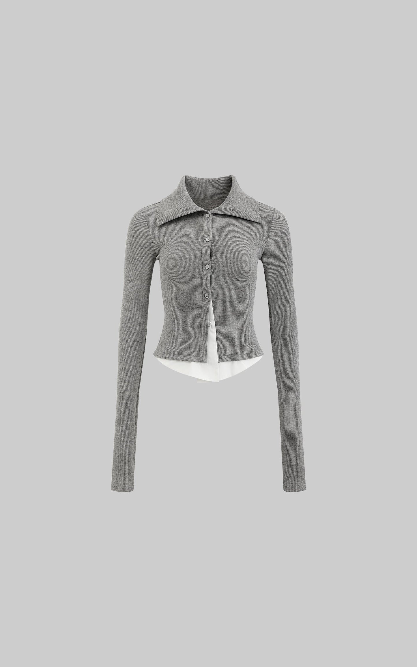 High Neck Layered Effect Long-Sleeve Top