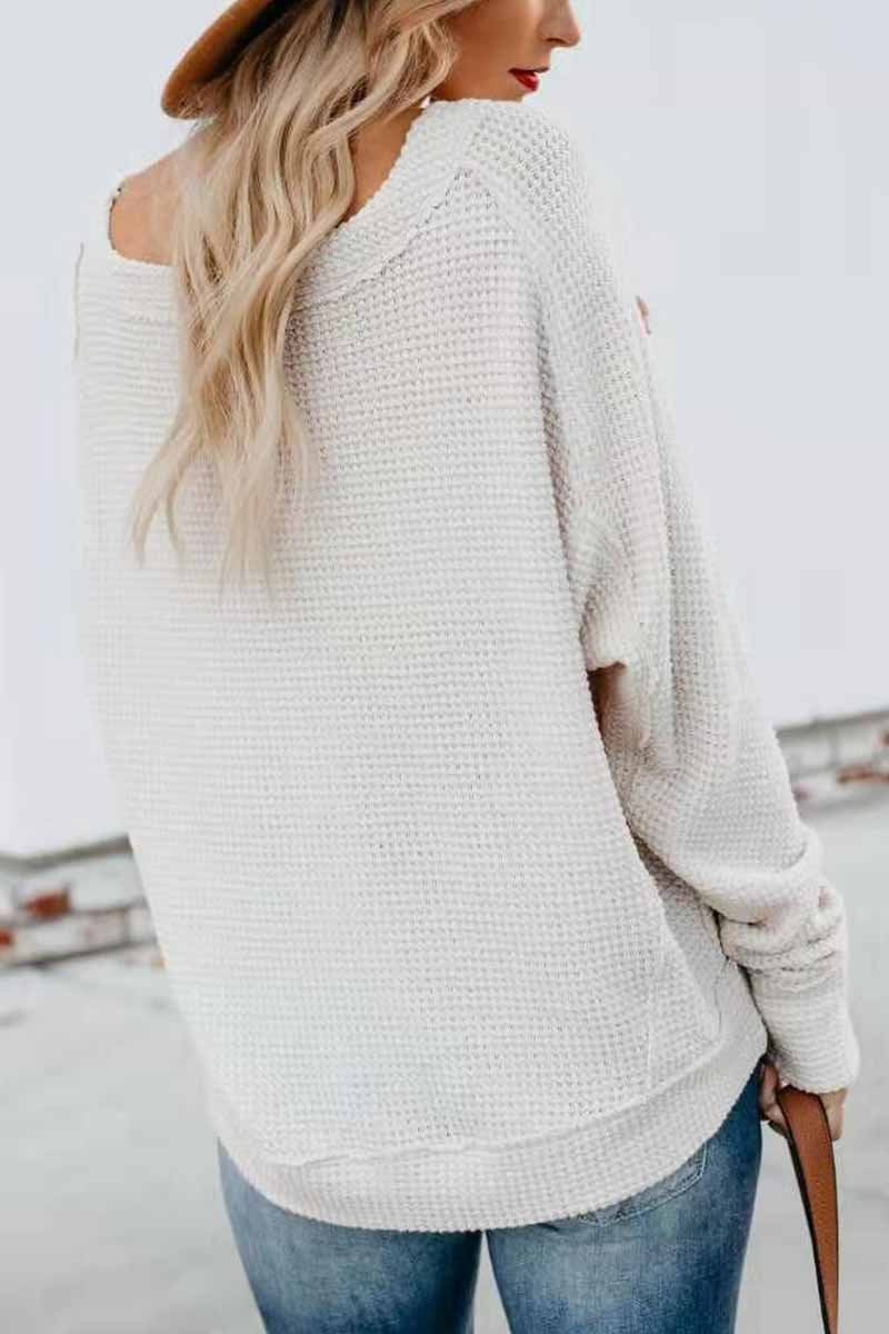 V-Neck Bat Sleeve Bottoming Sweater