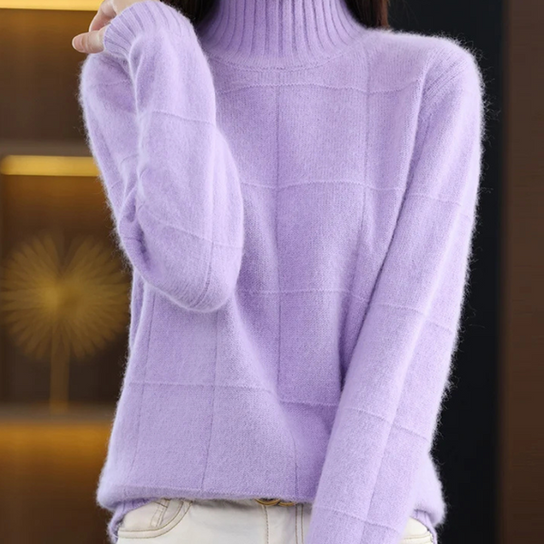 Jersey de cuello alto de punto trenzado holgado para mujer | Ideal para otoño/invierno