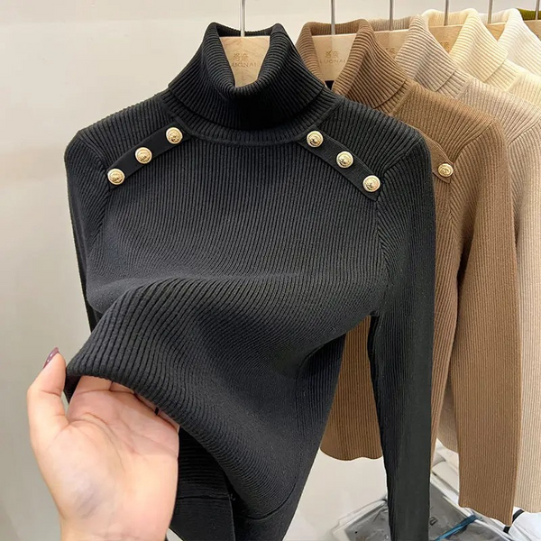 Jersey de cuello alto para mujer, fácil de llevar | Ideal para otoño/invierno