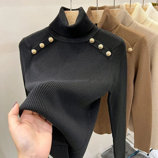 Jersey de cuello alto para mujer, fácil de llevar | Ideal para otoño/invierno