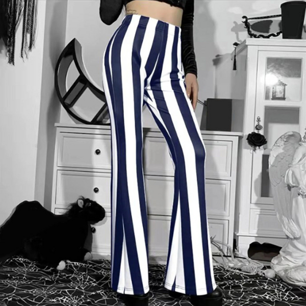 Women's Stylish High Waisted Flared Pants with Vertical Stripes | Ideal for All Seasons