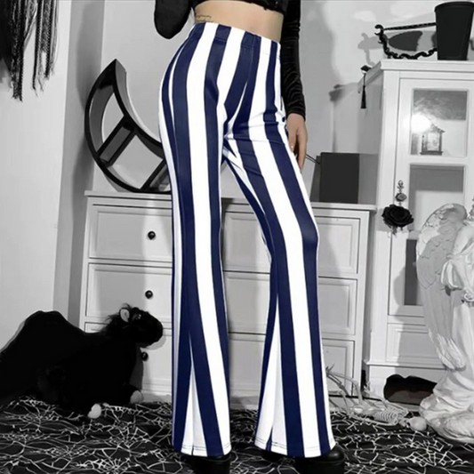 Women's Stylish High Waisted Flared Pants with Vertical Stripes | Ideal for All Seasons