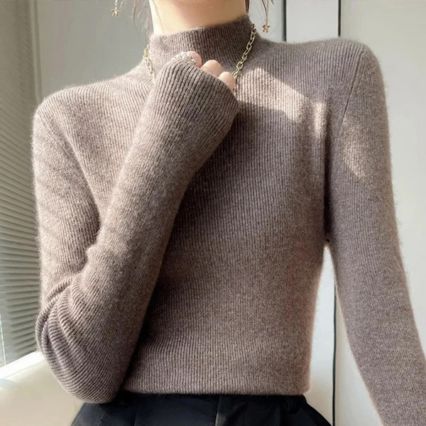 Jersey de cuello alto ajustado y grueso para mujer | Ideal para otoño/invierno